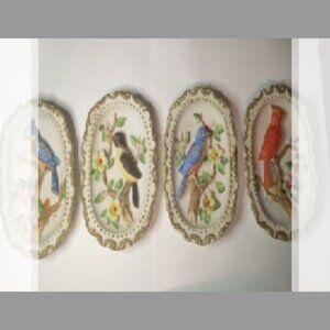Vintage Bird Wall Plaques Set of 4